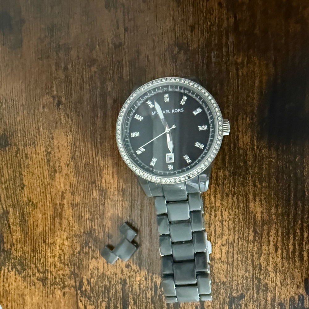 Michael Kors Gray Acrylic Swarovski Crystal Accent Watch MK5370